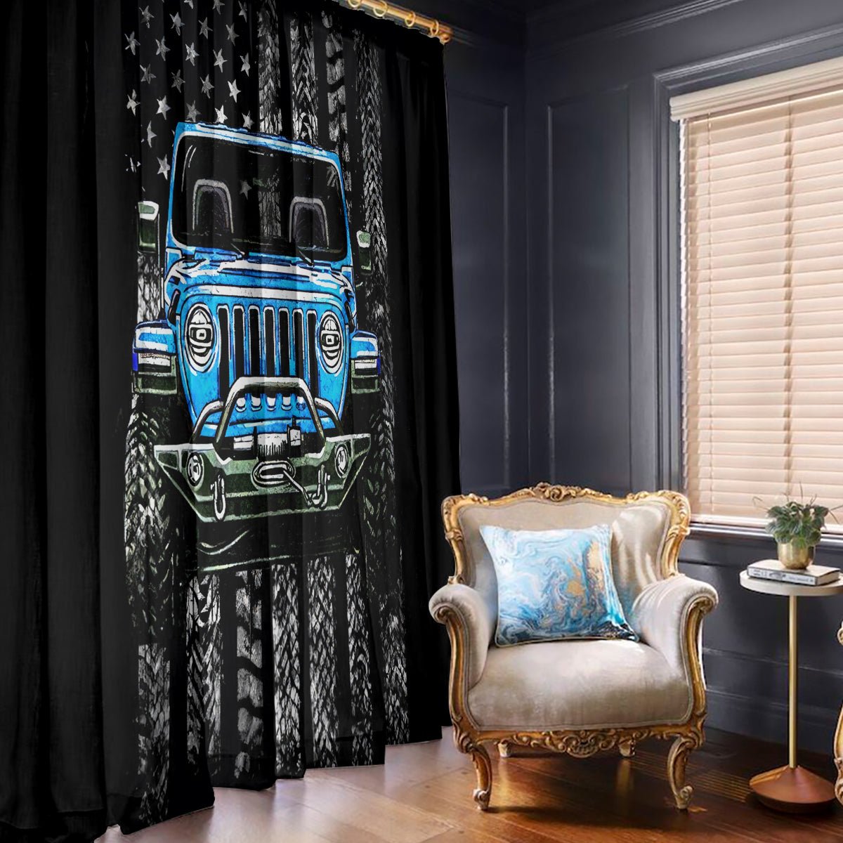 American Jeep Window Curtain Once Upon A Time I Was An Asshole JKD I Still Am DT01 - The Mazicc - With Hooks - 107cm x 213cm - Black