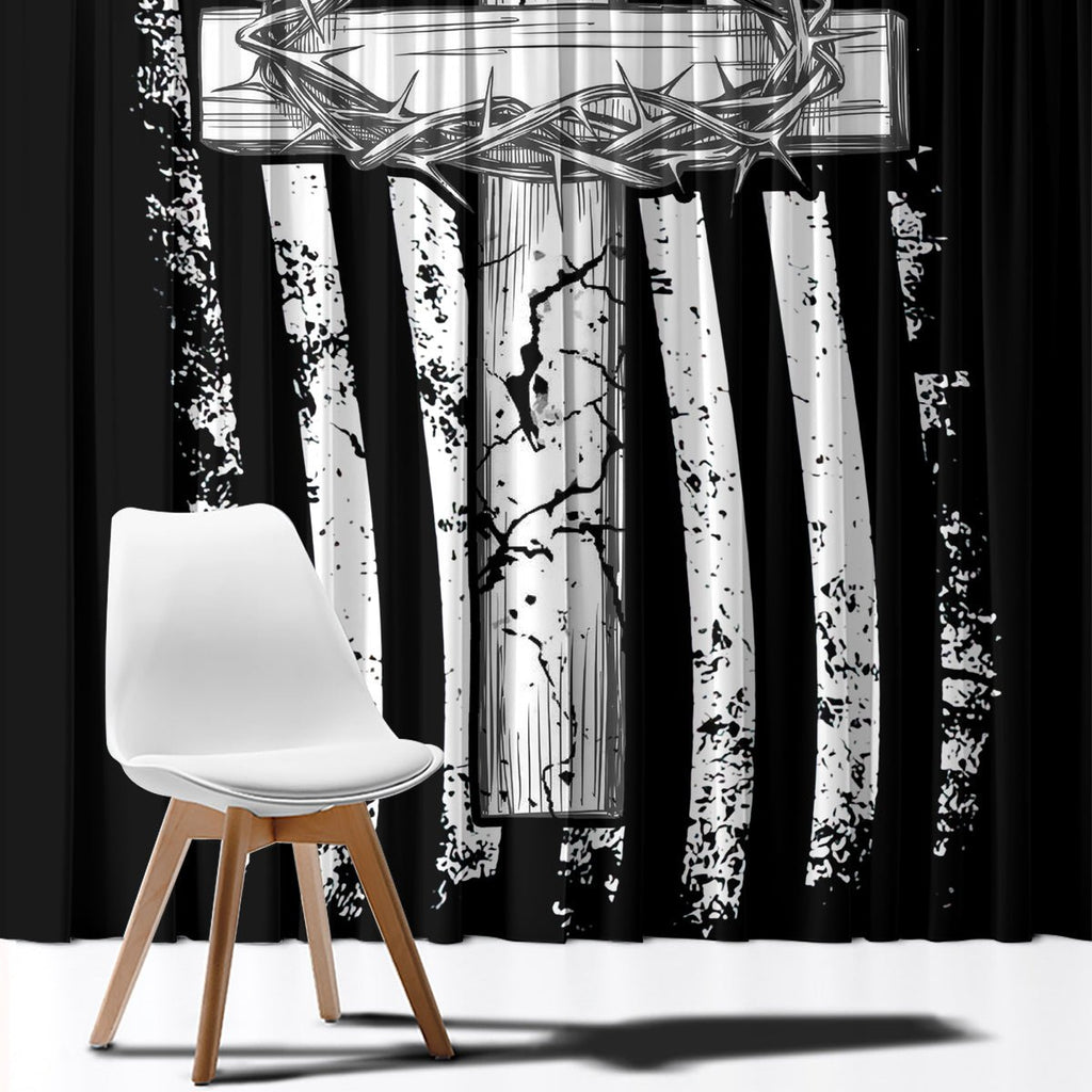 American Jeep Window Curtain One Nation Under God DT01 - The Mazicc - With Hooks - 107cm x 213cm - Black