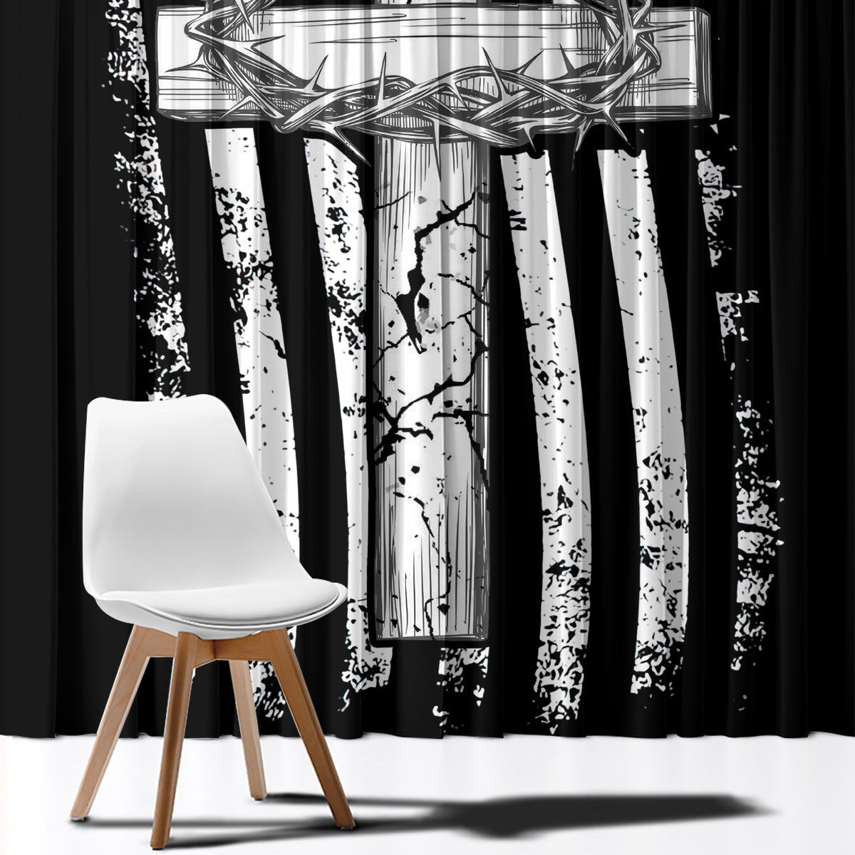 American Jeep Window Curtain One Nation Under God DT01 - The Mazicc - With Hooks - 107cm x 213cm - Black