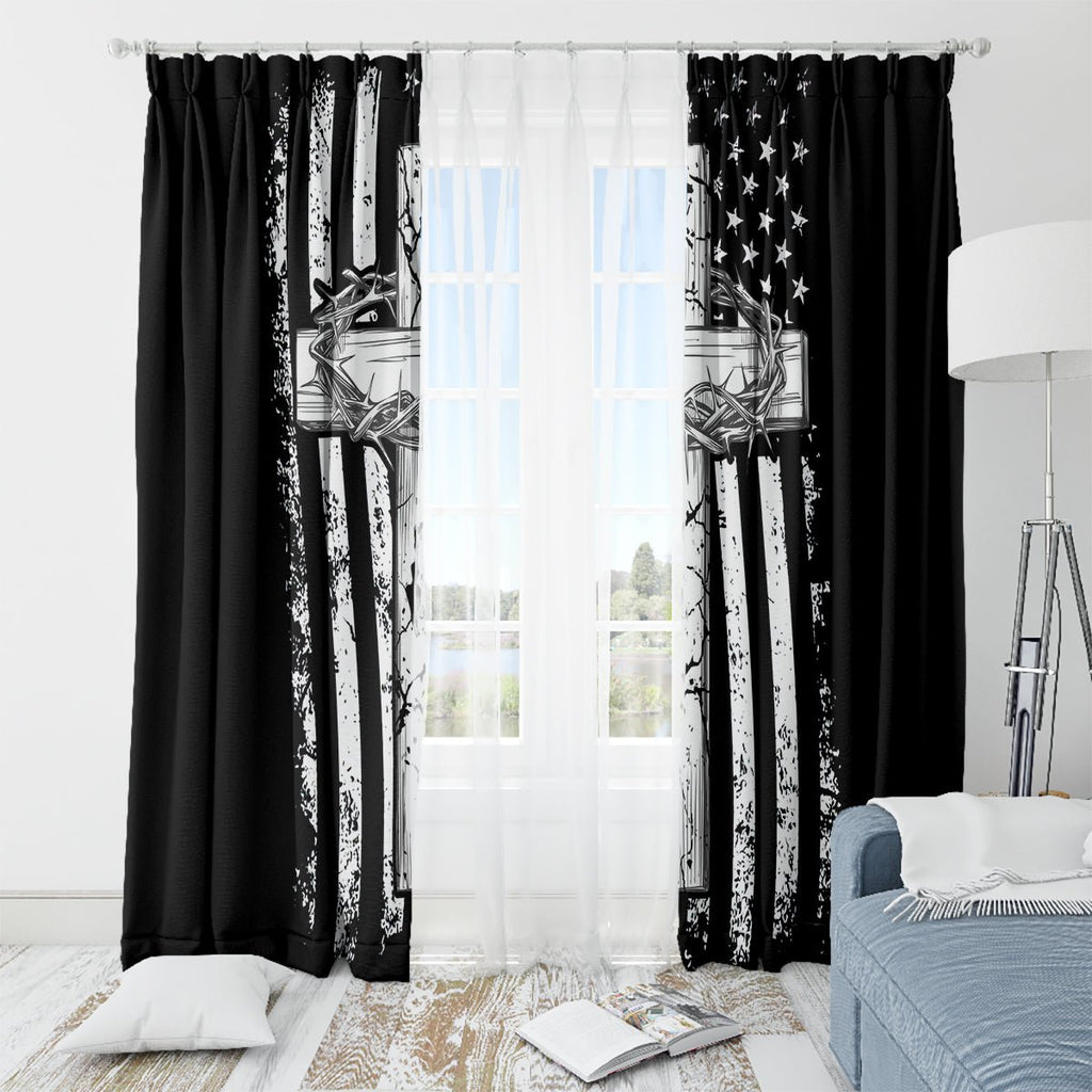 American Jeep Window Curtain One Nation Under God DT01 - The Mazicc - With Grommets - 107cm x 213cm - Black