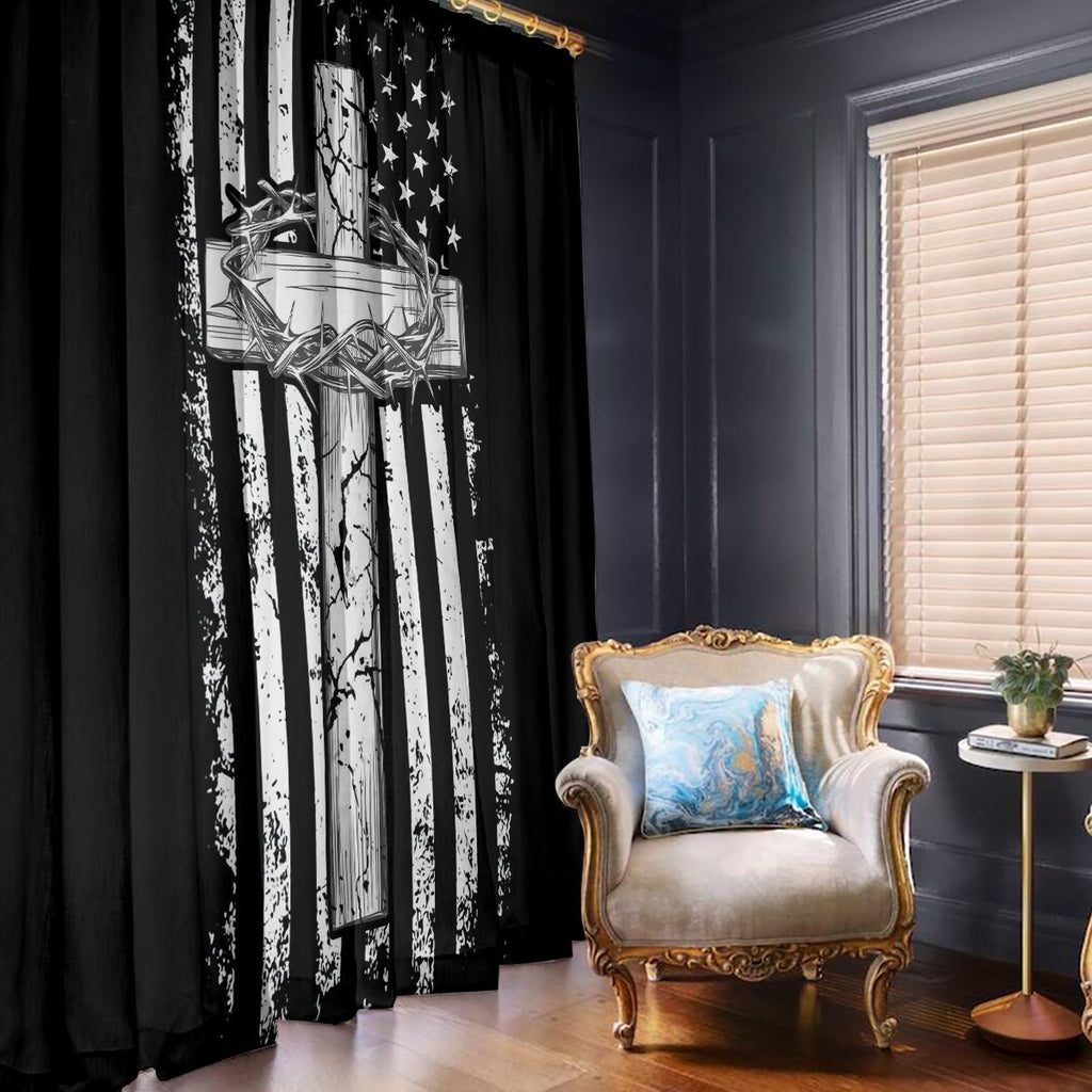 American Jeep Window Curtain One Nation Under God DT01 - The Mazicc - With Hooks - 107cm x 213cm - Black