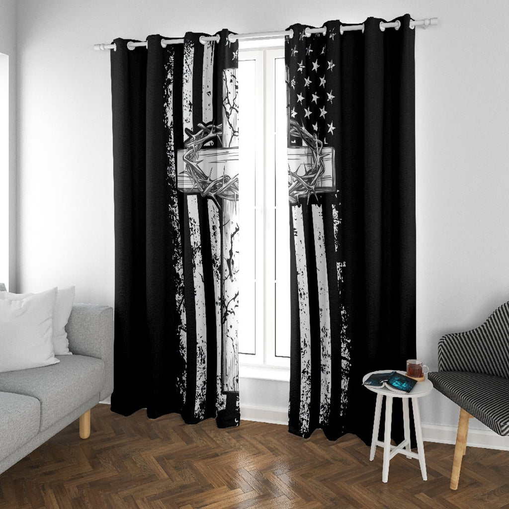 American Jeep Window Curtain One Nation Under God DT01 - The Mazicc - With Grommets - 107cm x 213cm - Black