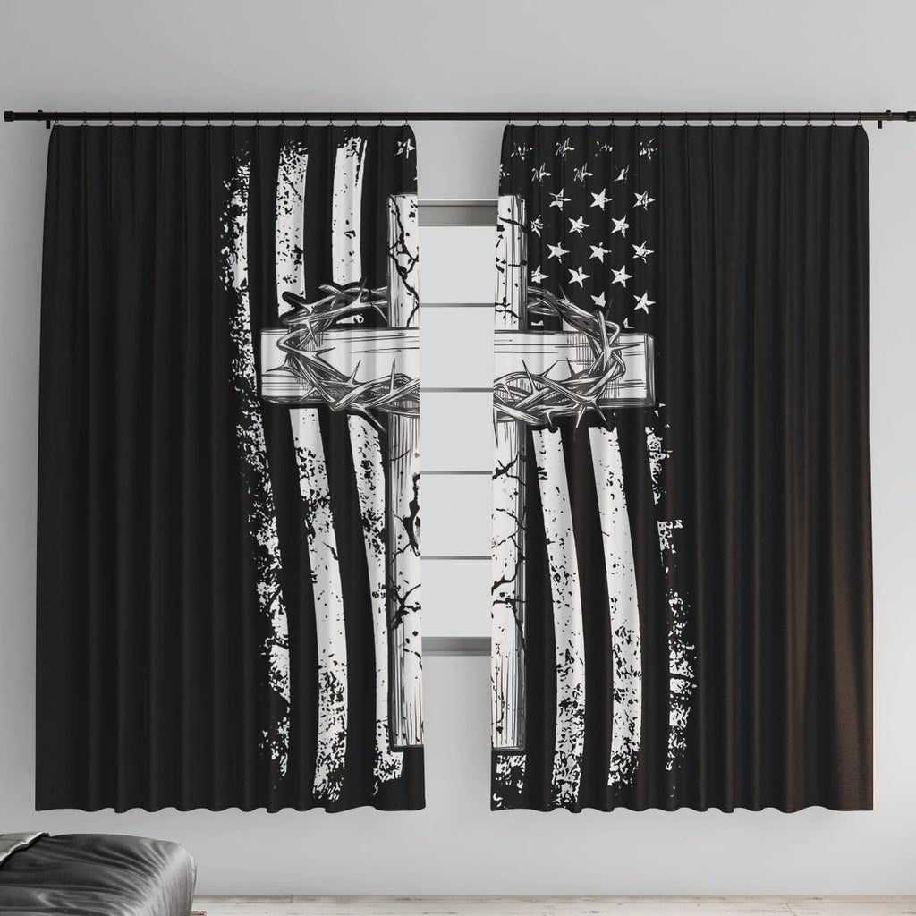 American Jeep Window Curtain One Nation Under God DT01 - The Mazicc - With Hooks - 107cm x 213cm - Black