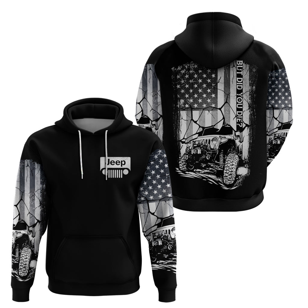 American Jeep Zip Hoodie American Flag But Did You Die DT01 - The Mazicc - Pullover Hoodie - S - White