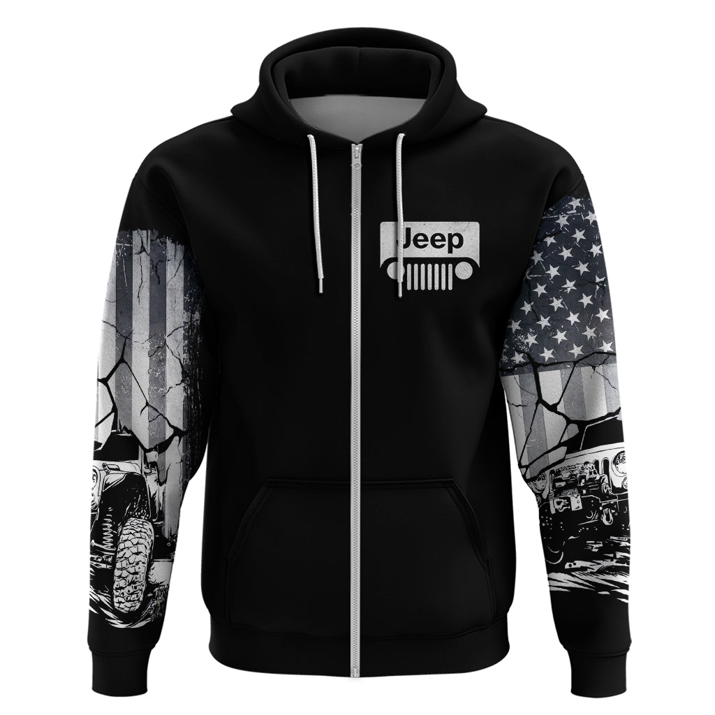 American Jeep Zip Hoodie American Flag But Did You Die DT01 - The Mazicc - Zip Hoodie - S - White