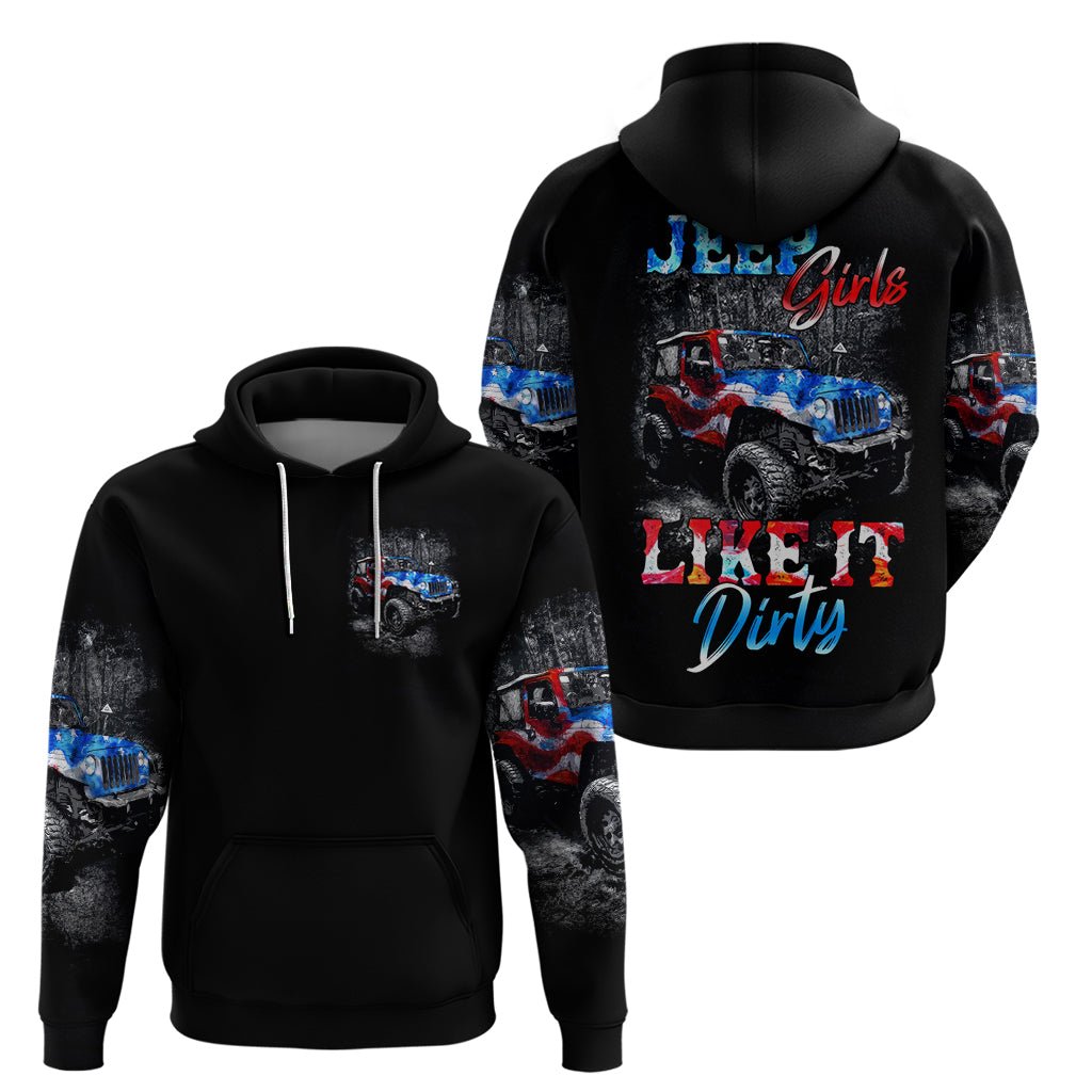 American Jeep Zip Hoodie Jeep Girls Like It Dirty DT01 - The Mazicc - Pullover Hoodie - S - Black