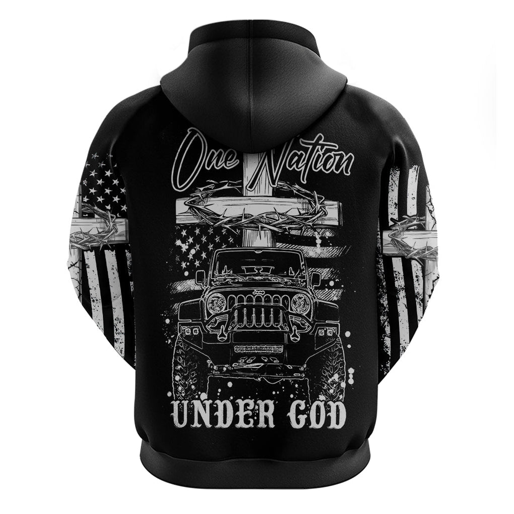 American Jeep Zip Hoodie One Nation Under God DT01 - The Mazicc - Zip Hoodie - S - Black