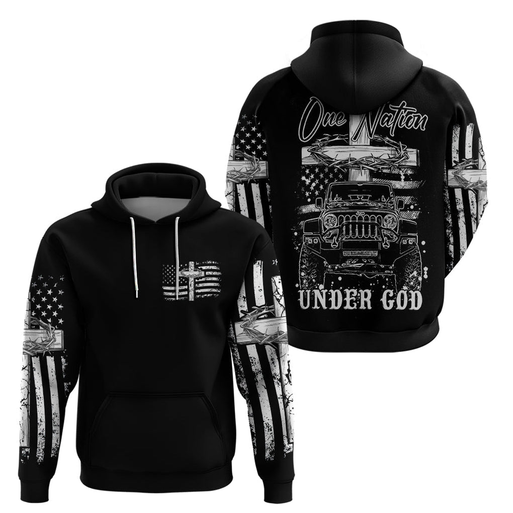 American Jeep Zip Hoodie One Nation Under God DT01 - The Mazicc - Pullover Hoodie - S - Black