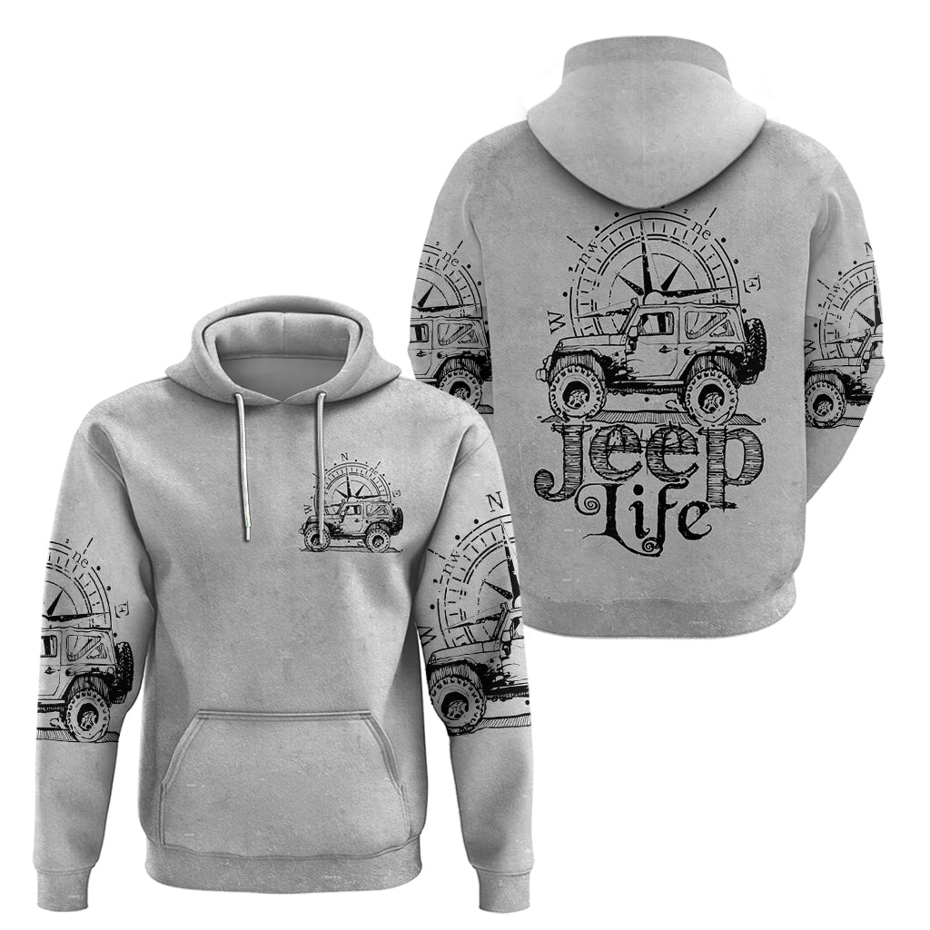 American Jeep Zip Hoodie Sketch Art Jeep Life DT01 - The Mazicc - Pullover Hoodie - S - Gray