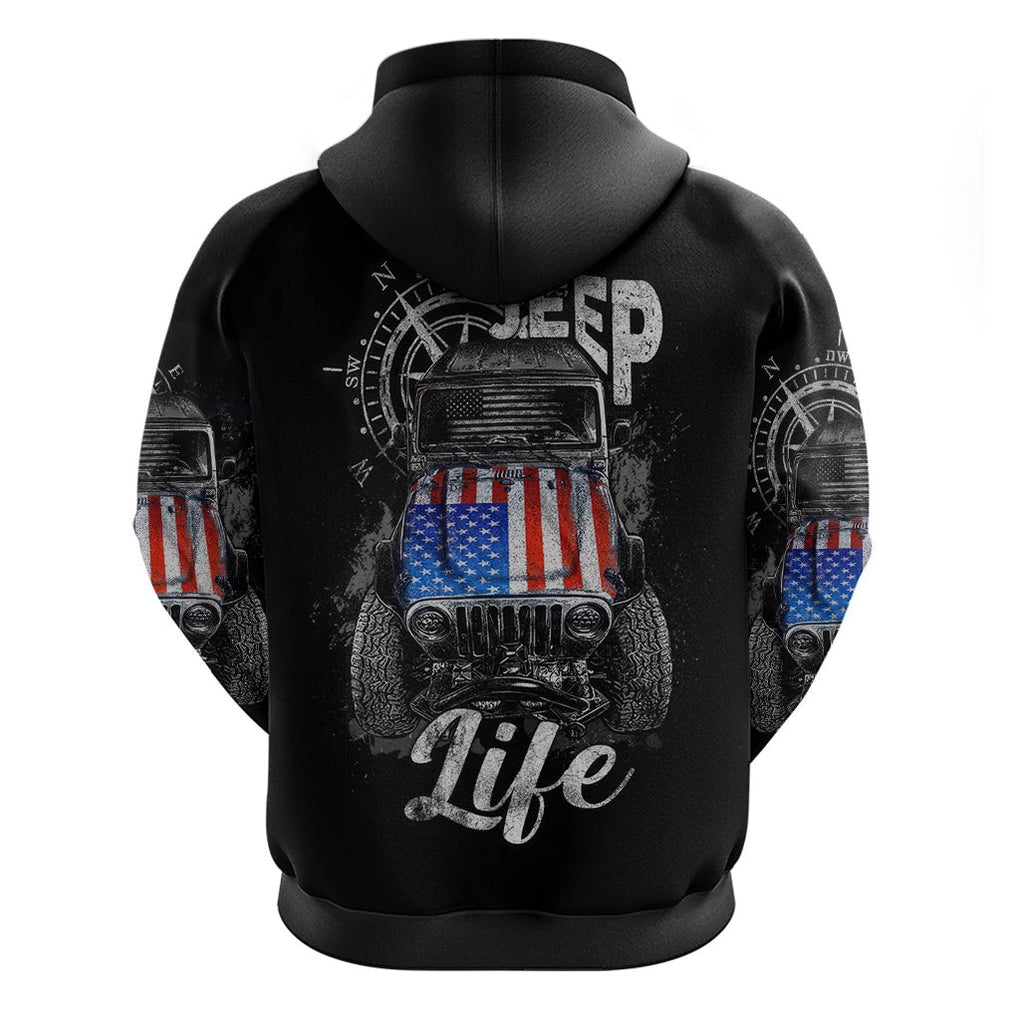 American Jeep Zip Hoodie Vintage Jeep Life DT01 - The Mazicc - Zip Hoodie - S - Black