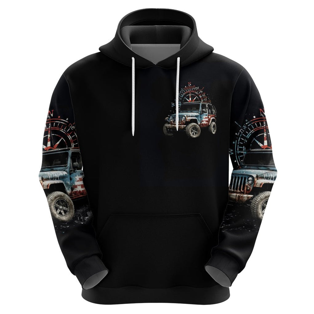 American Jeep Zip Hoodie Vintage Jeep Life DT01 - The Mazicc - Pullover Hoodie - S - Black