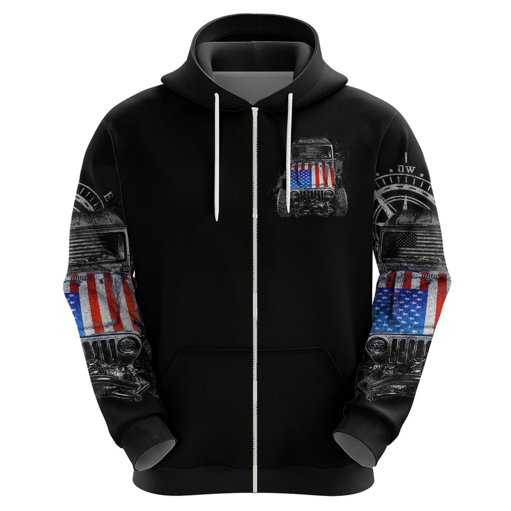 American Jeep Zip Hoodie Vintage Jeep Life DT01 - The Mazicc - Zip Hoodie - S - Black