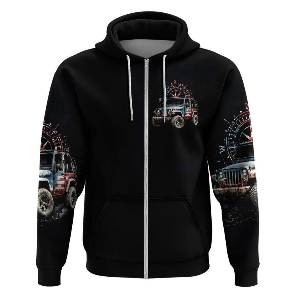American Jeep Zip Hoodie Vintage Jeep Life DT01 - The Mazicc - Zip Hoodie - S - Black