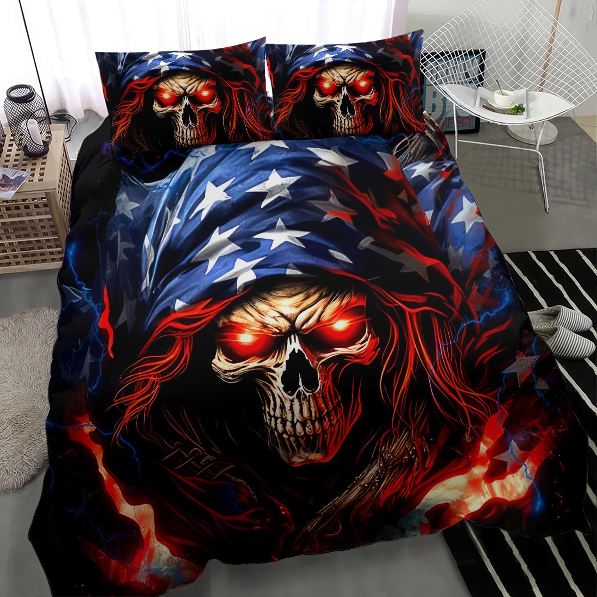 American Skull Bedding Set One Day I Gonna Fuck It All DT01 - The Mazicc - US Twin - 172cm x 218cm - Black