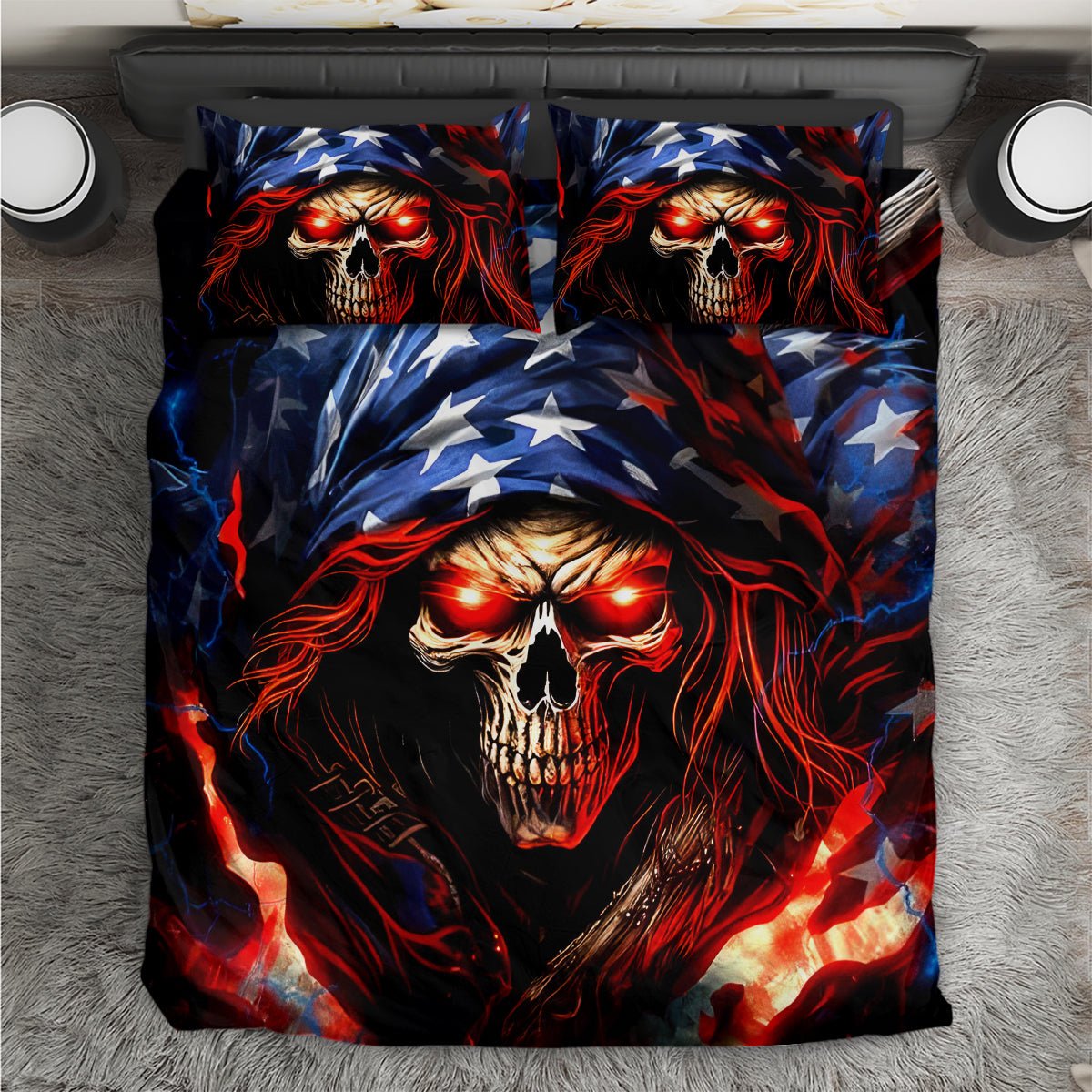 American Skull Bedding Set One Day I Gonna Fuck It All DT01 - The Mazicc - US Twin - 172cm x 218cm - Black