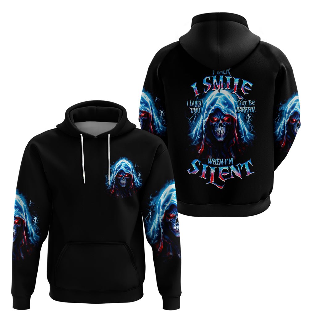 American Skull Hoodie I Talk I Smile But Be Carefull When I Silent DT01 - The Mazicc - Pullover Hoodie - S - Black