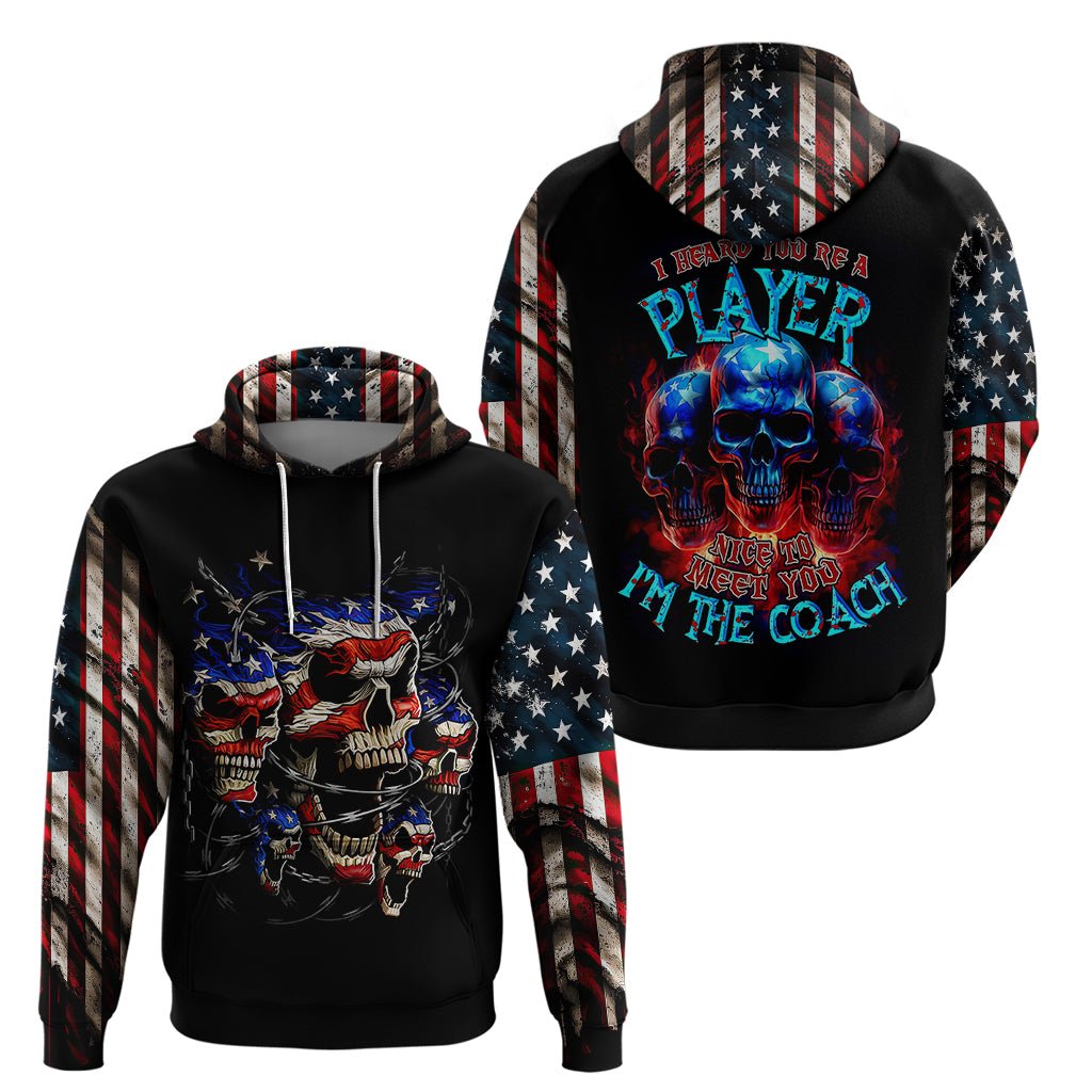 American Skull Hoodie Nice To Meet You Im The Coach DT01 - The Mazicc - Pullover Hoodie - S - Black