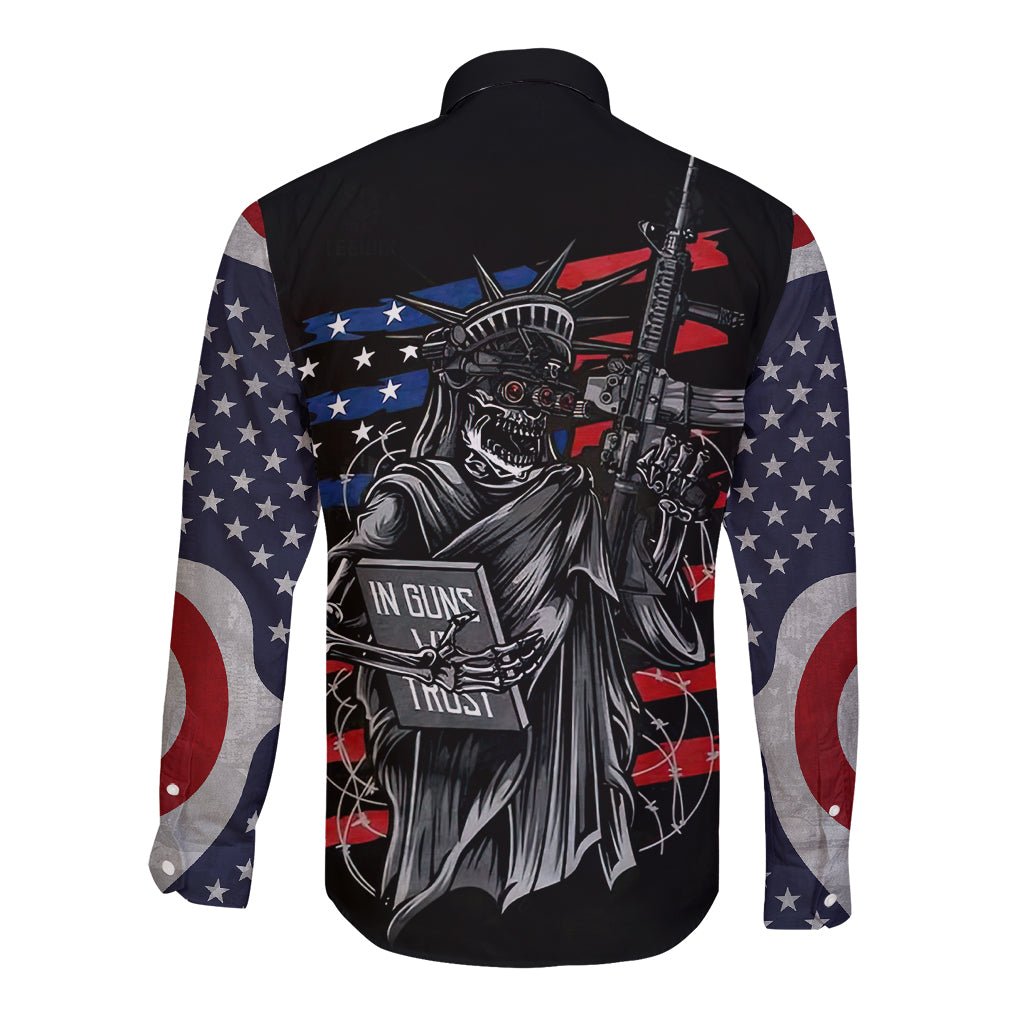 American Skull Long Sleeve Button Shirt In Gun We Trust DT01 - The Mazicc - Unisex - S - Black