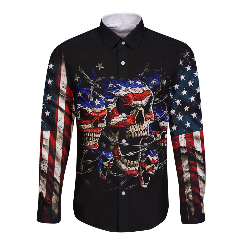 American Skull Long Sleeve Button Shirt Nice To Meet You Im The Coach DT01 - The Mazicc - Unisex - S - Black