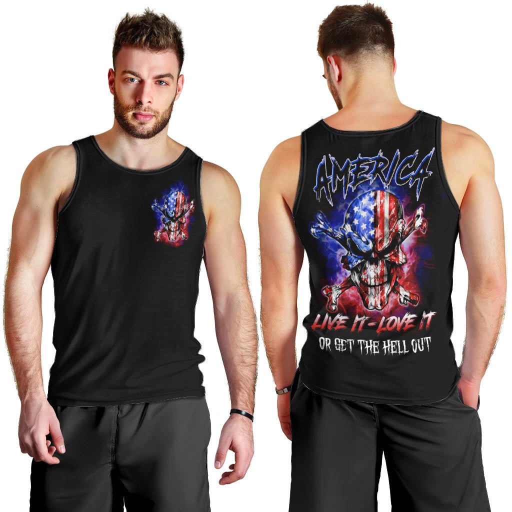 American Skull Men Tank Top American Live It Love It Or Get The Hell Out DT01 - The Mazicc - XS - Black -