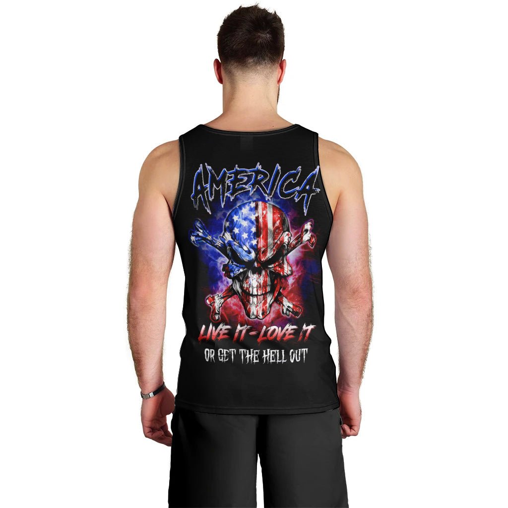 American Skull Men Tank Top American Live It Love It Or Get The Hell Out DT01 - The Mazicc - XS - Black -