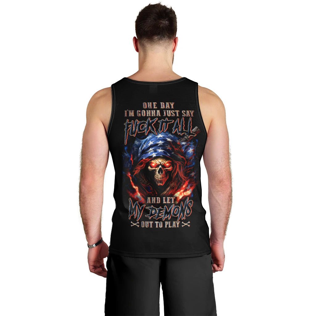 American Skull Men Tank Top One Day I Gonna Fuck It All DT01 - The Mazicc - XS - Black -