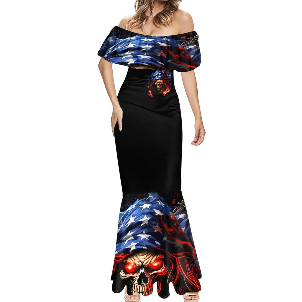 American Skull Mermaid Dress One Day I Gonna Fuck It All DT01 - The Mazicc - Women - S - Black