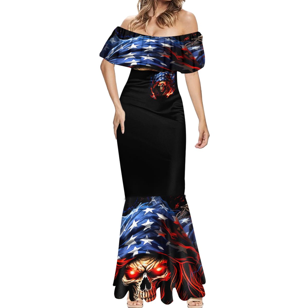 American Skull Mermaid Dress One Day I Gonna Fuck It All DT01 - The Mazicc - Women - S - Black