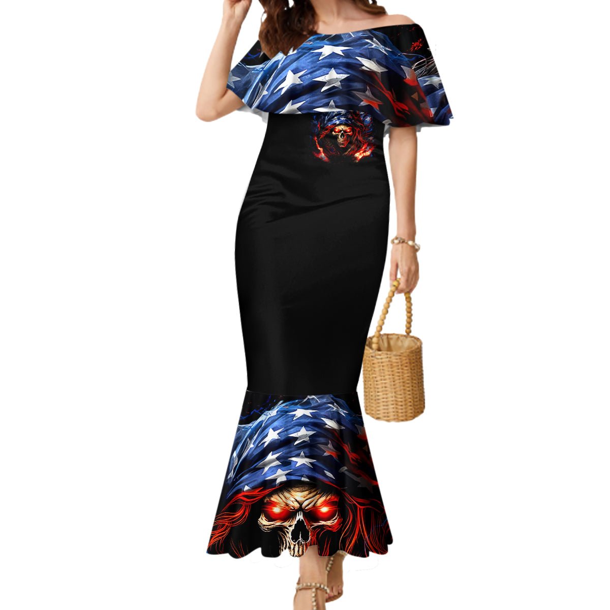 American Skull Mermaid Dress One Day I Gonna Fuck It All DT01 - The Mazicc - Women - S - Black