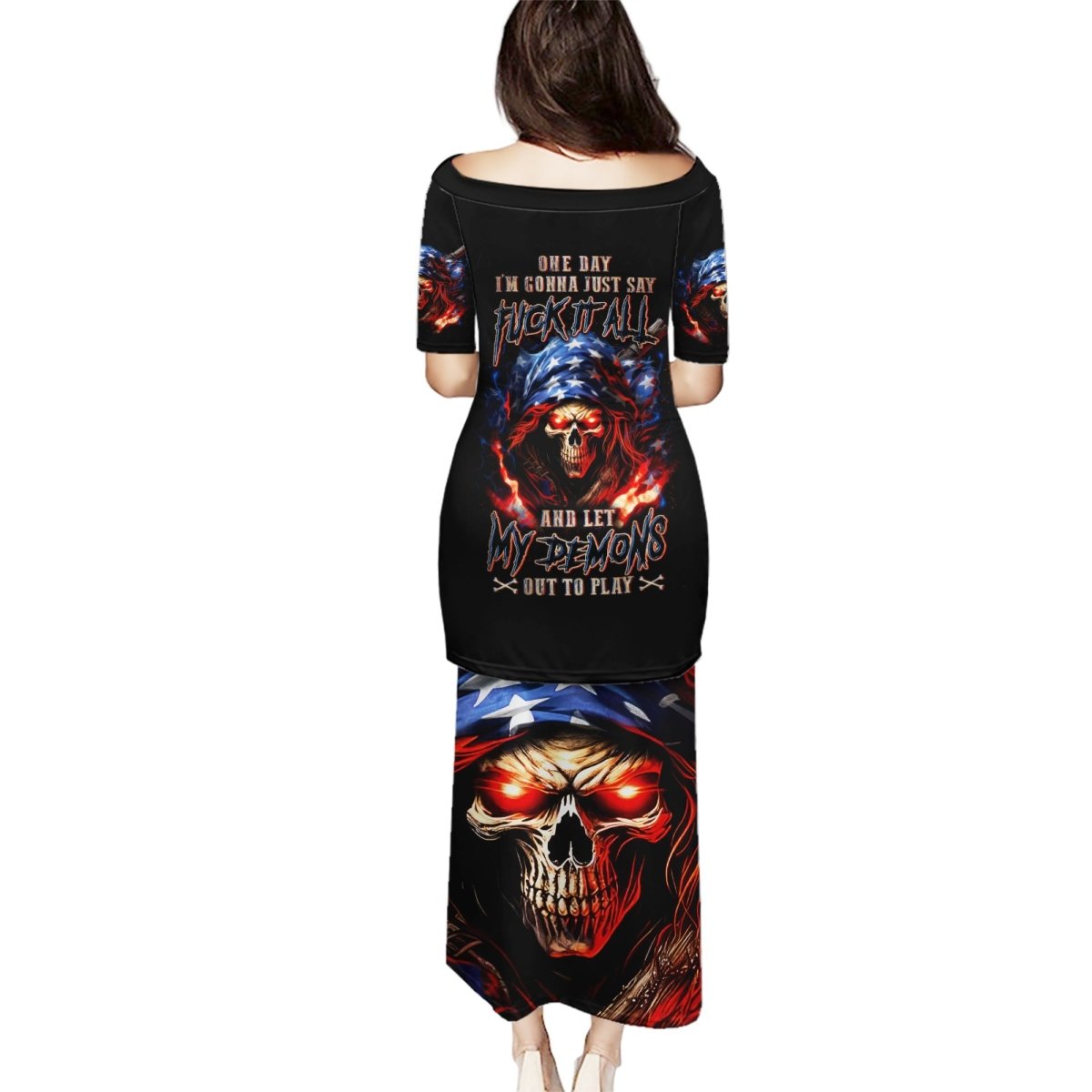 American Skull Puletasi One Day I Gonna Fuck It All DT01 - The Mazicc - Long Dress - S - Black