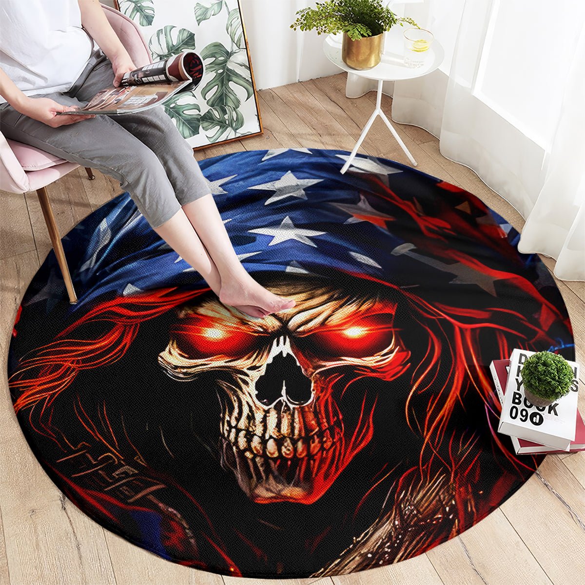 American Skull Round Carpet One Day I Gonna Fuck It All DT01 - The Mazicc - S - 23.6 inches / 60 cm - Black