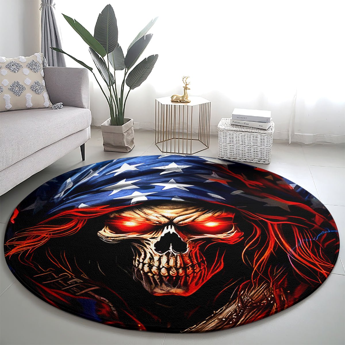 American Skull Round Carpet One Day I Gonna Fuck It All DT01 - The Mazicc - S - 23.6 inches / 60 cm - Black