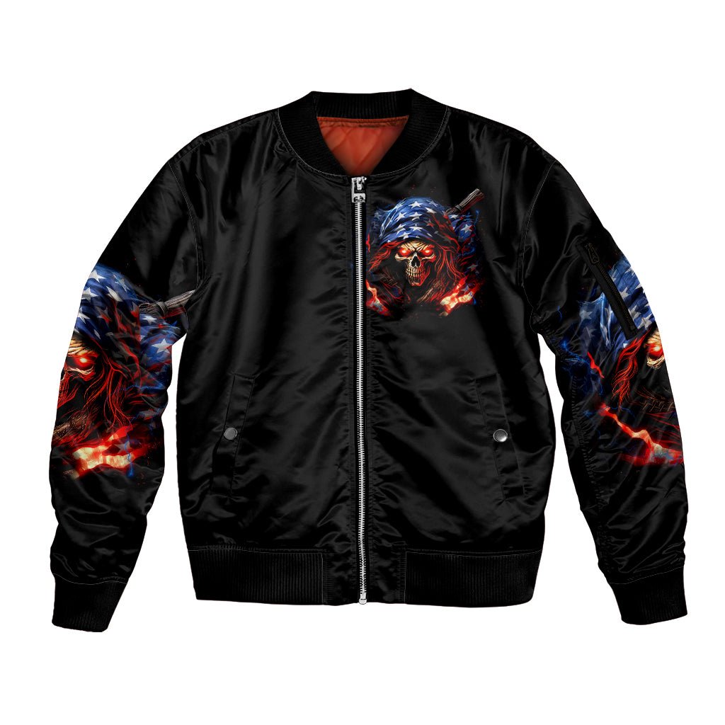 American Skull Sleeve Zip Bomber Jacket One Day I Gonna Fuck It All DT01 - The Mazicc - Unisex - S - Black
