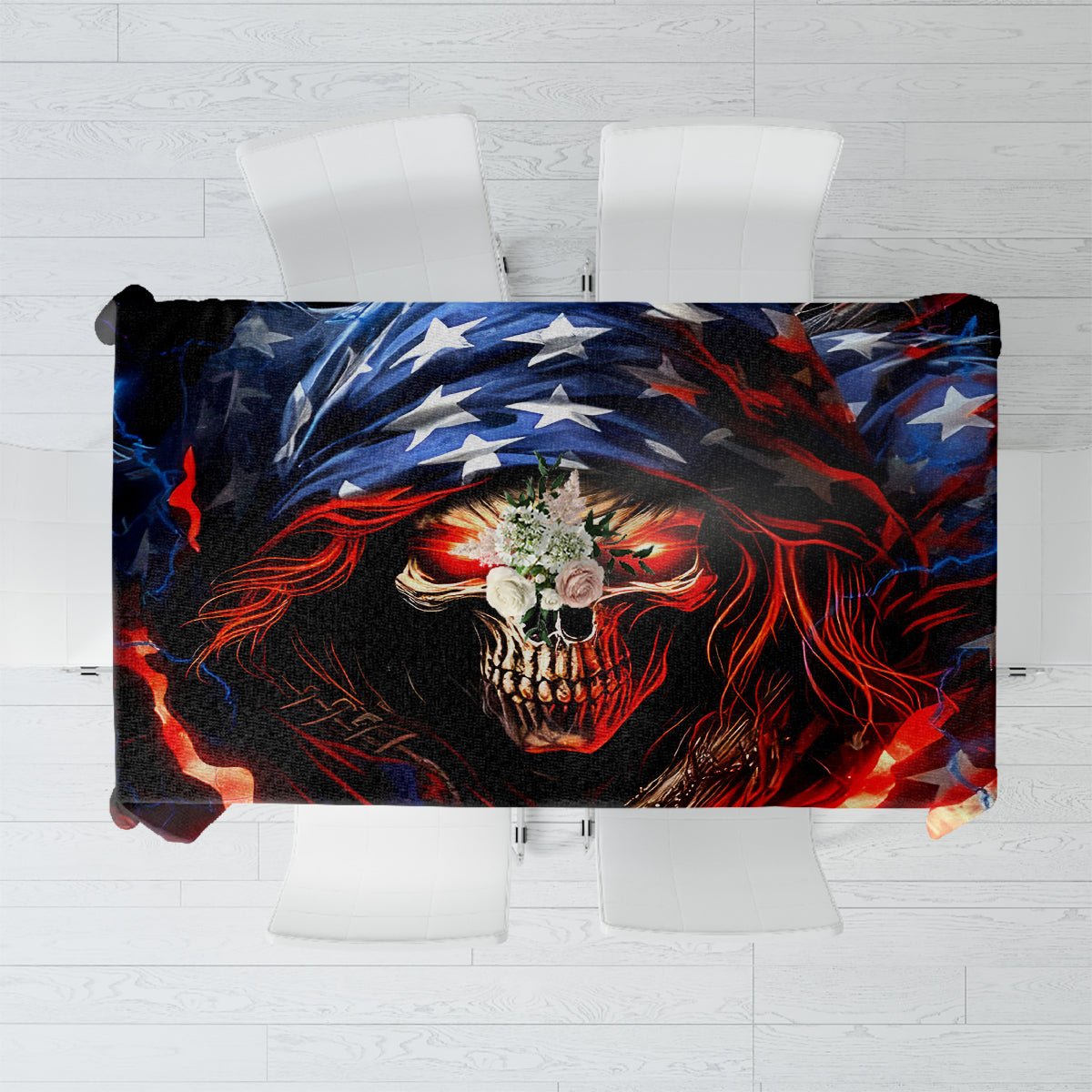 American Skull Tablecloth One Day I Gonna Fuck It All DT01 - The Mazicc - S - 90 x 90 cm - Black