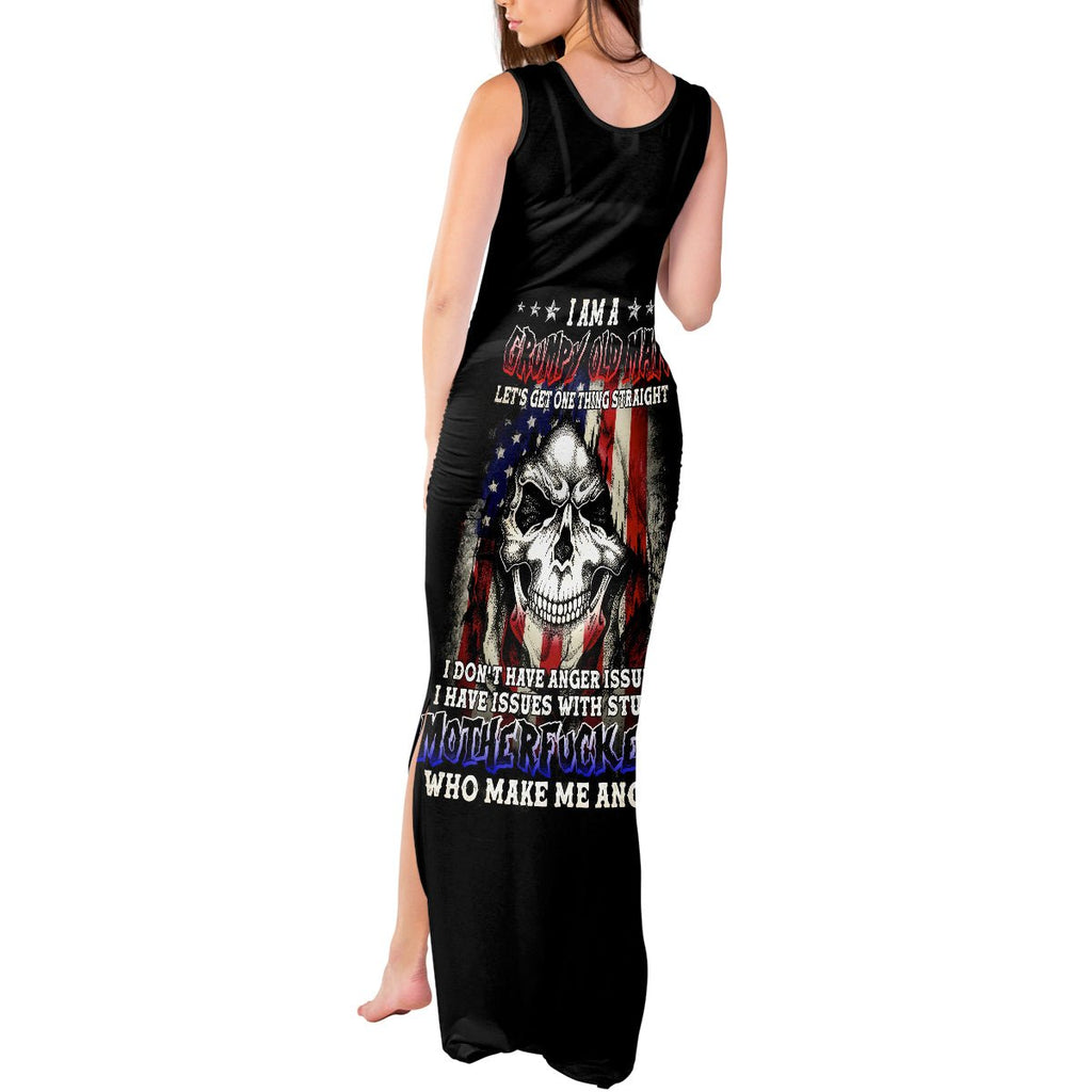 American Skull Tank Maxi Dress Grumpy Old Man Motherfuckers Who Make Me Angry DT01 - The Mazicc - Women - S - Black