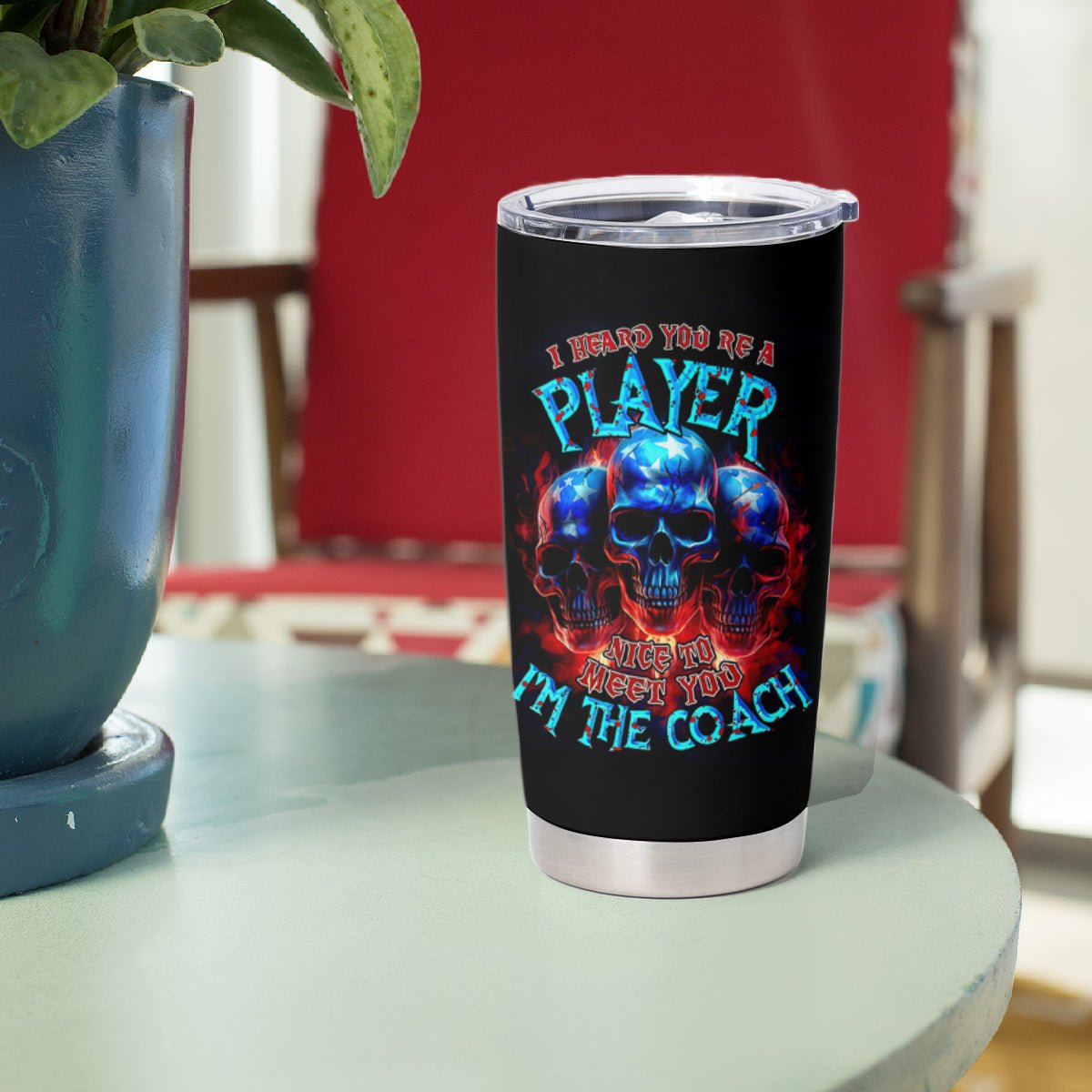 American Skull Tumbler Cup Nice To Meet You Im The Coach DT01 - The Mazicc - 20oz - Black -