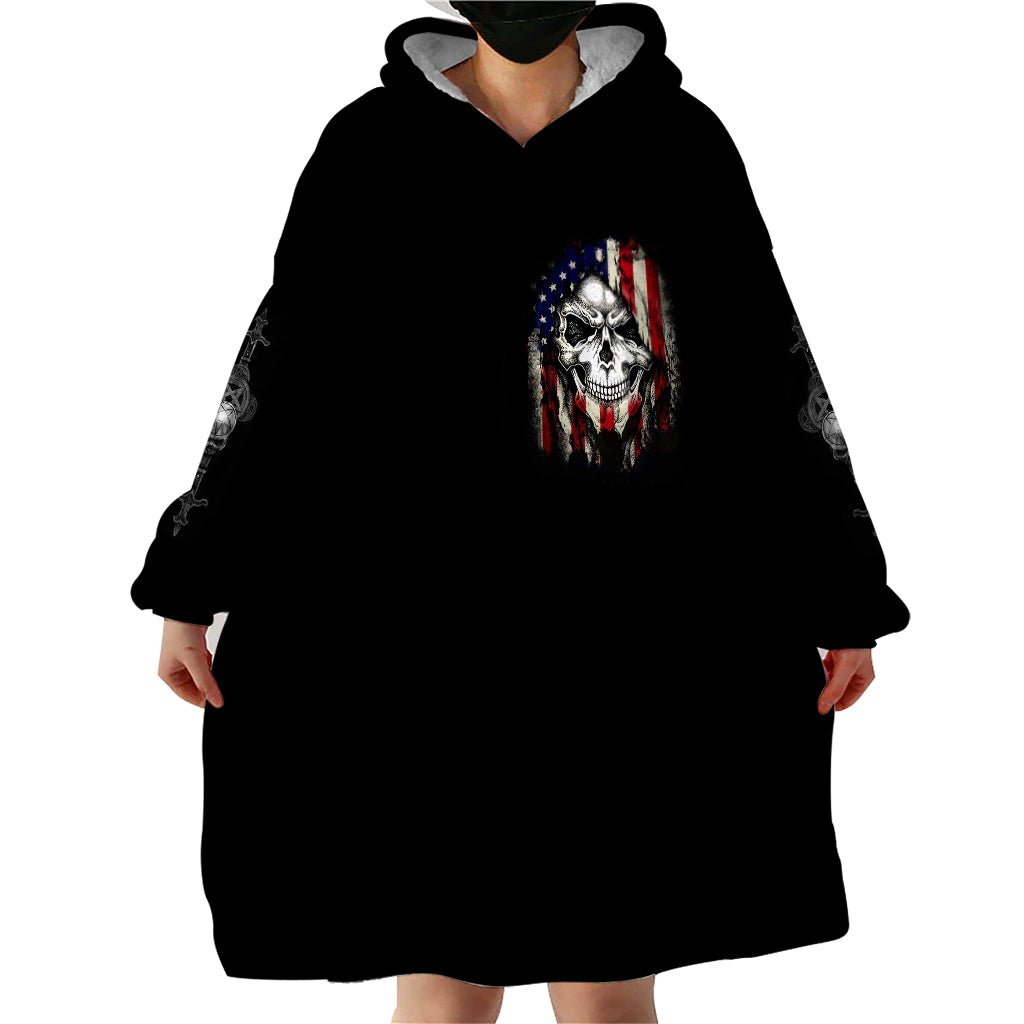 American Skull Wearable Blanket Hoodie Grumpy Old Man Motherfuckers Who Make Me Angry DT01 - The Mazicc - Adult - One Size - Black