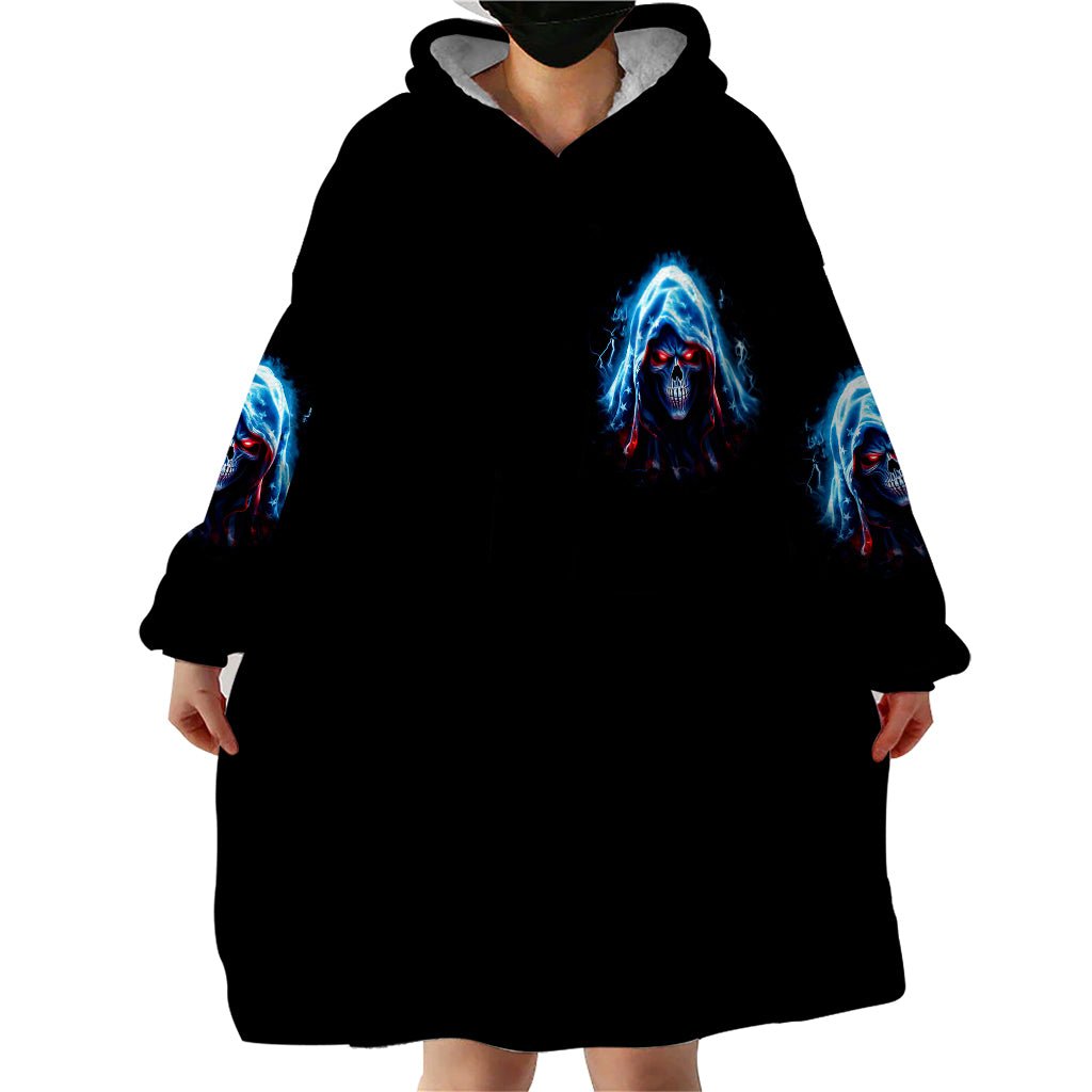 American Skull Wearable Blanket Hoodie I Talk I Smile But Be Carefull When I Silent DT01 - The Mazicc - Adult - One Size - Black