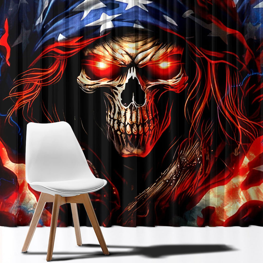 American Skull Window Curtain One Day I Gonna Fuck It All DT01 - The Mazicc - With Hooks - 107cm x 213cm - Black