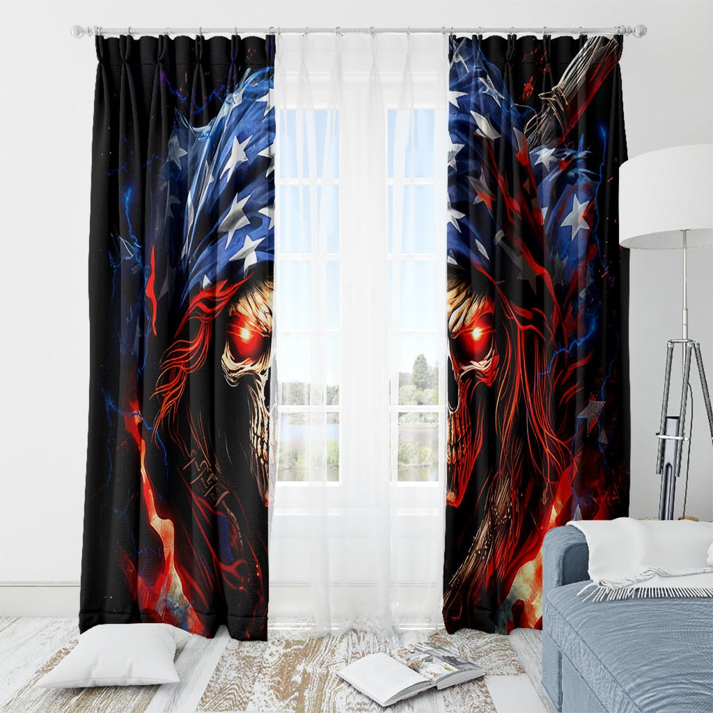 American Skull Window Curtain One Day I Gonna Fuck It All DT01 - The Mazicc - With Grommets - 107cm x 213cm - Black