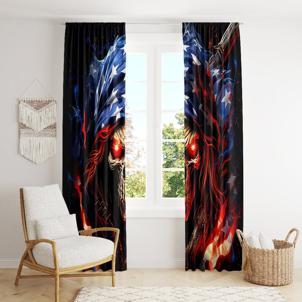 American Skull Window Curtain One Day I Gonna Fuck It All DT01 - The Mazicc - With Hooks - 107cm x 213cm - Black