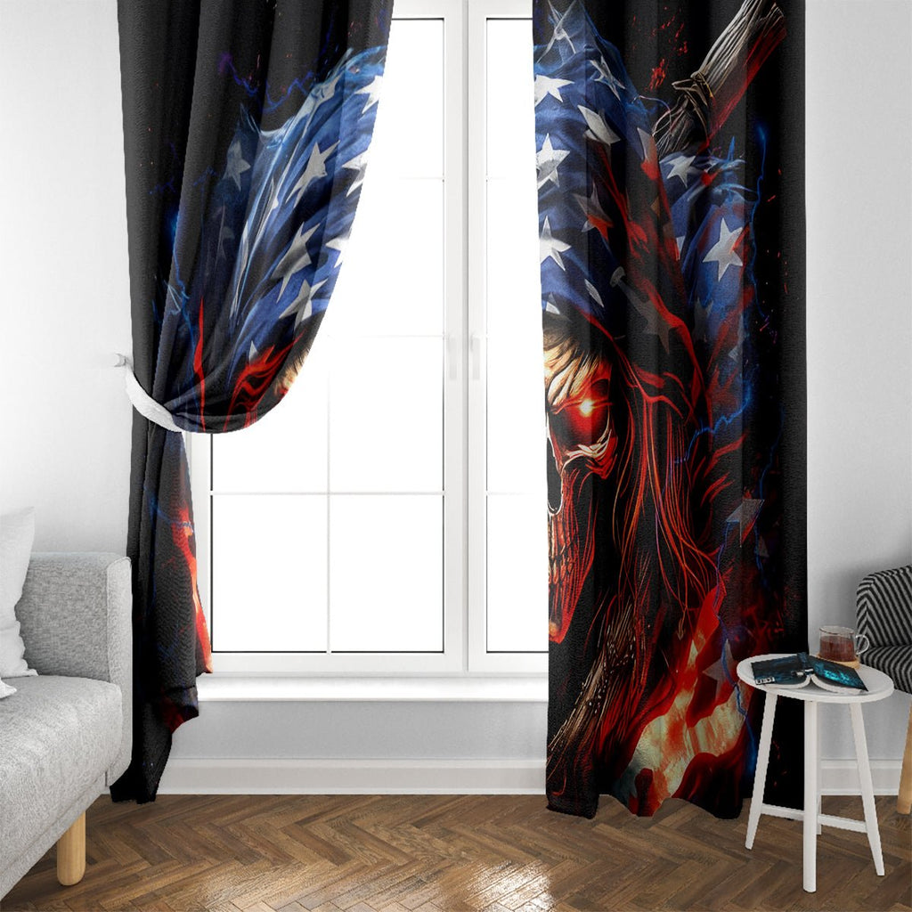 American Skull Window Curtain One Day I Gonna Fuck It All DT01 - The Mazicc - With Hooks - 107cm x 213cm - Black