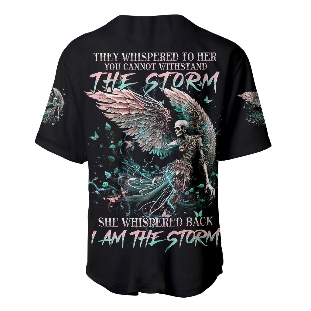 Angel Skull Baseball Jersey She Whispered Back Iam The Storm DT01 - The Mazicc - S - Black -