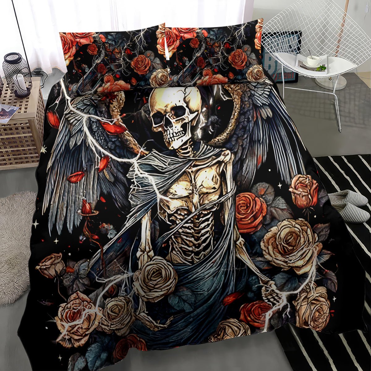 Angel Skull Bedding Set Sometimes An Angel Sometimes A Hellraiser DT01 - The Mazicc - US Twin - 172cm x 218cm - Black