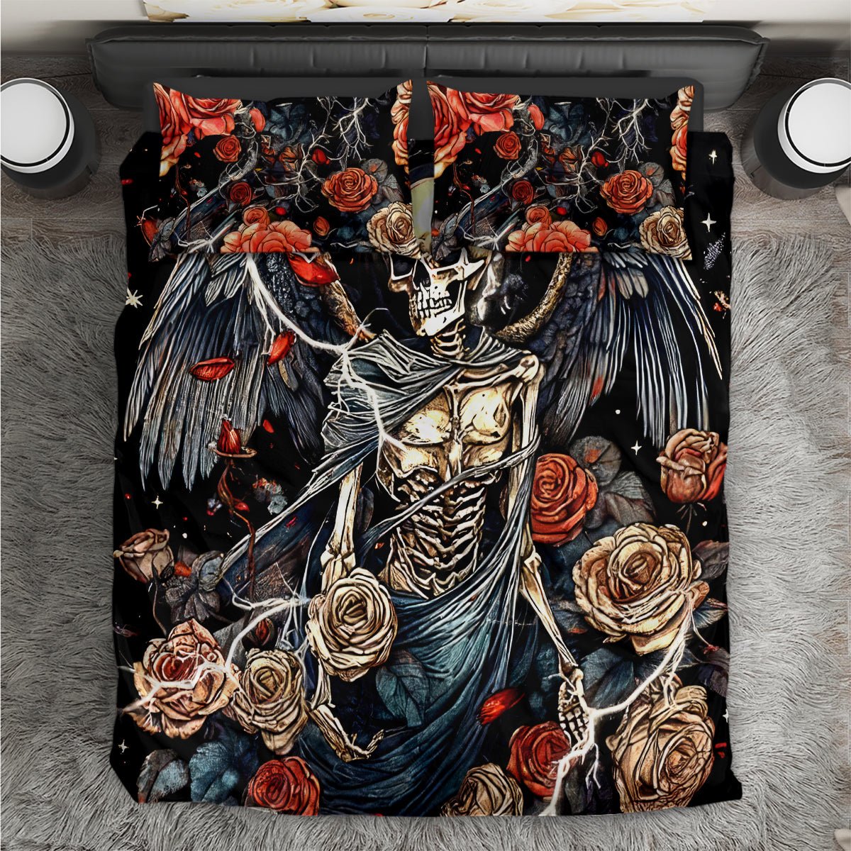 Angel Skull Bedding Set Sometimes An Angel Sometimes A Hellraiser DT01 - The Mazicc - US Twin - 172cm x 218cm - Black