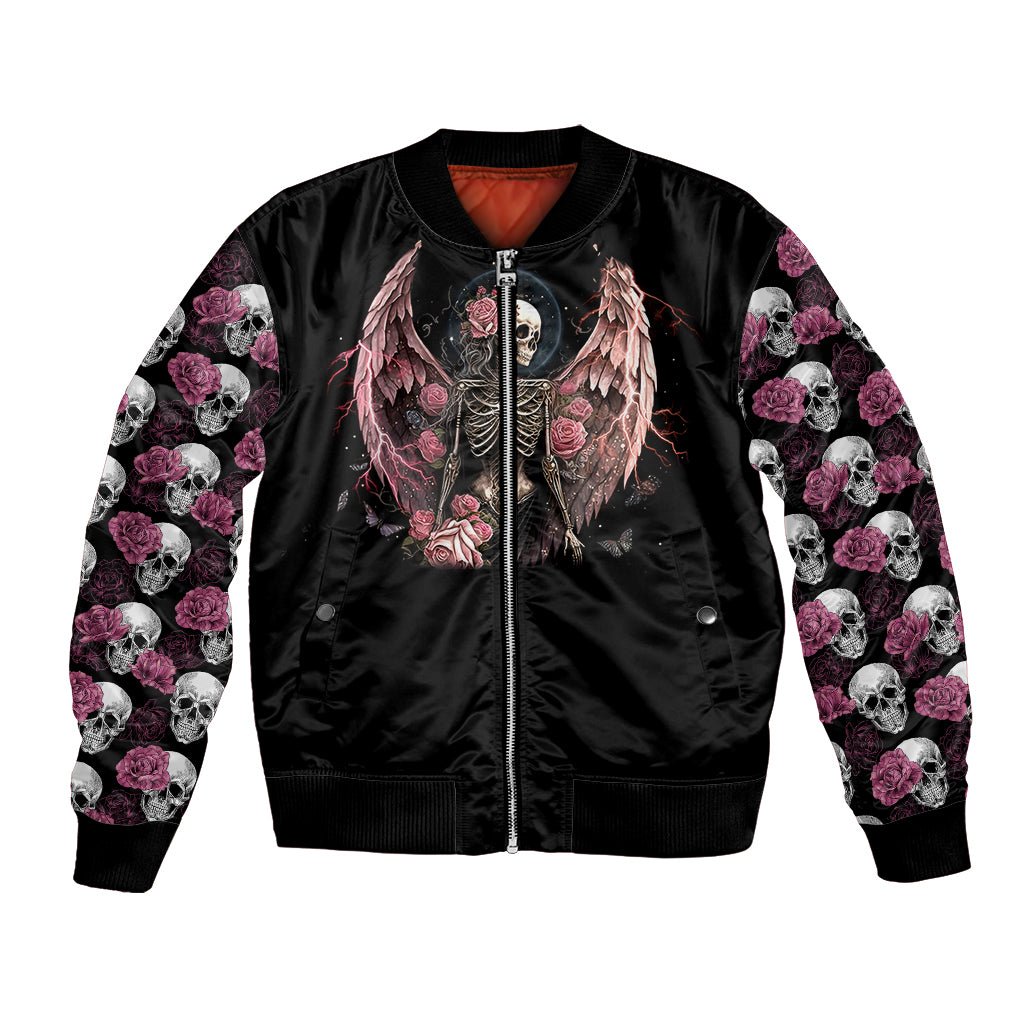 Angel Skull Bomber Jacket She Whispered Back Iam The Storm DT01 - The Mazicc - Unisex - S - Black