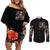 Angel Skull Couples Matching Off Shoulder Short Dress and Long Sleeve Button Shirt Sometimes An Angel Sometimes A Hellraiser DT01 - The Mazicc - S - S - Black
