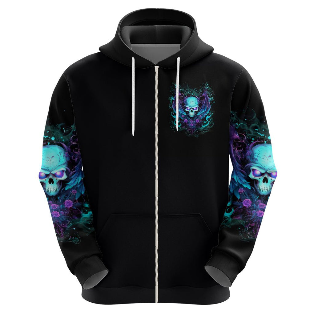 Angel Skull Hoodie I'm Not Anti-Social I'm Just Not User Friendly DT01 - The Mazicc - Zip Hoodie - S - Black