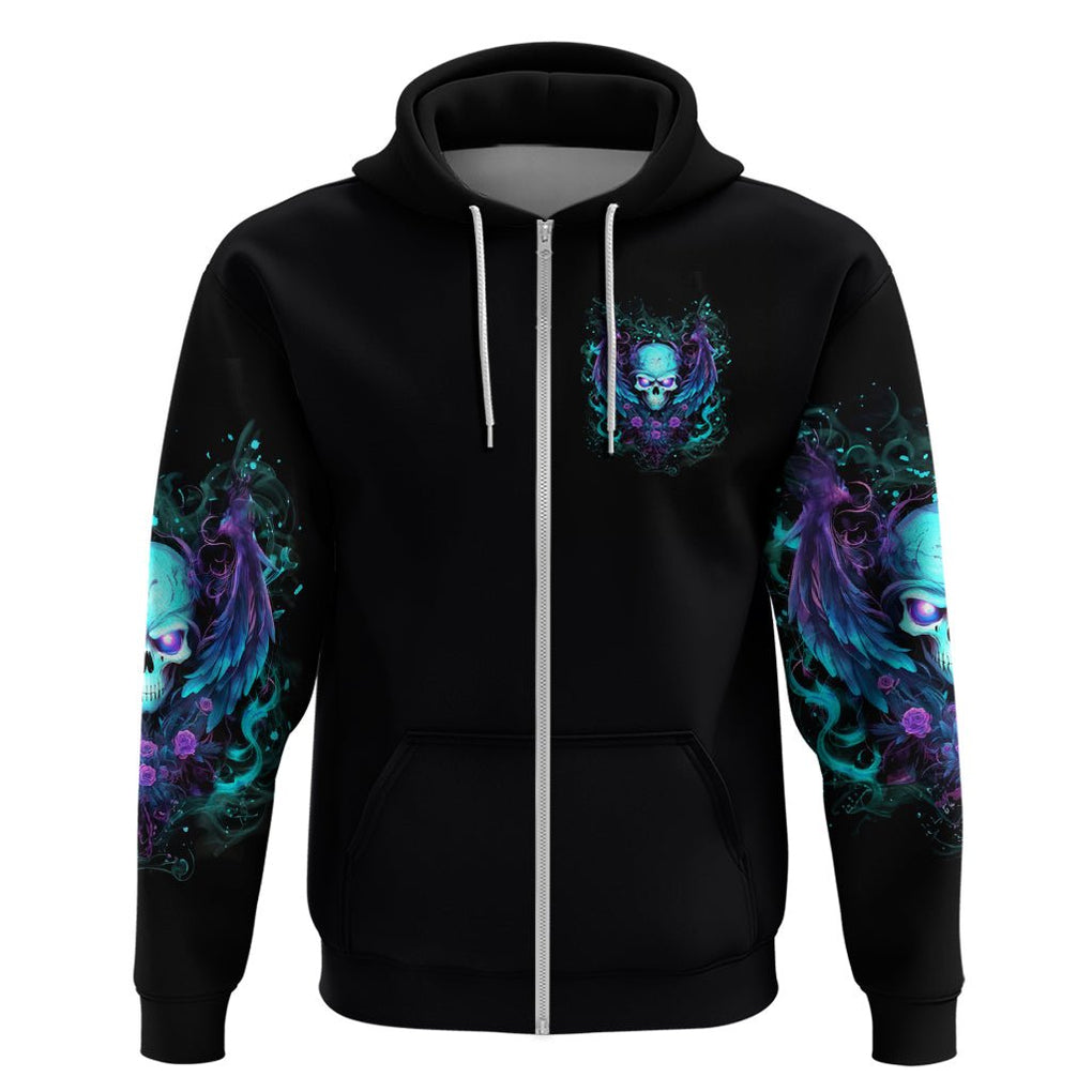 Angel Skull Hoodie I'm Not Anti-Social I'm Just Not User Friendly DT01 - The Mazicc - Zip Hoodie - S - Black