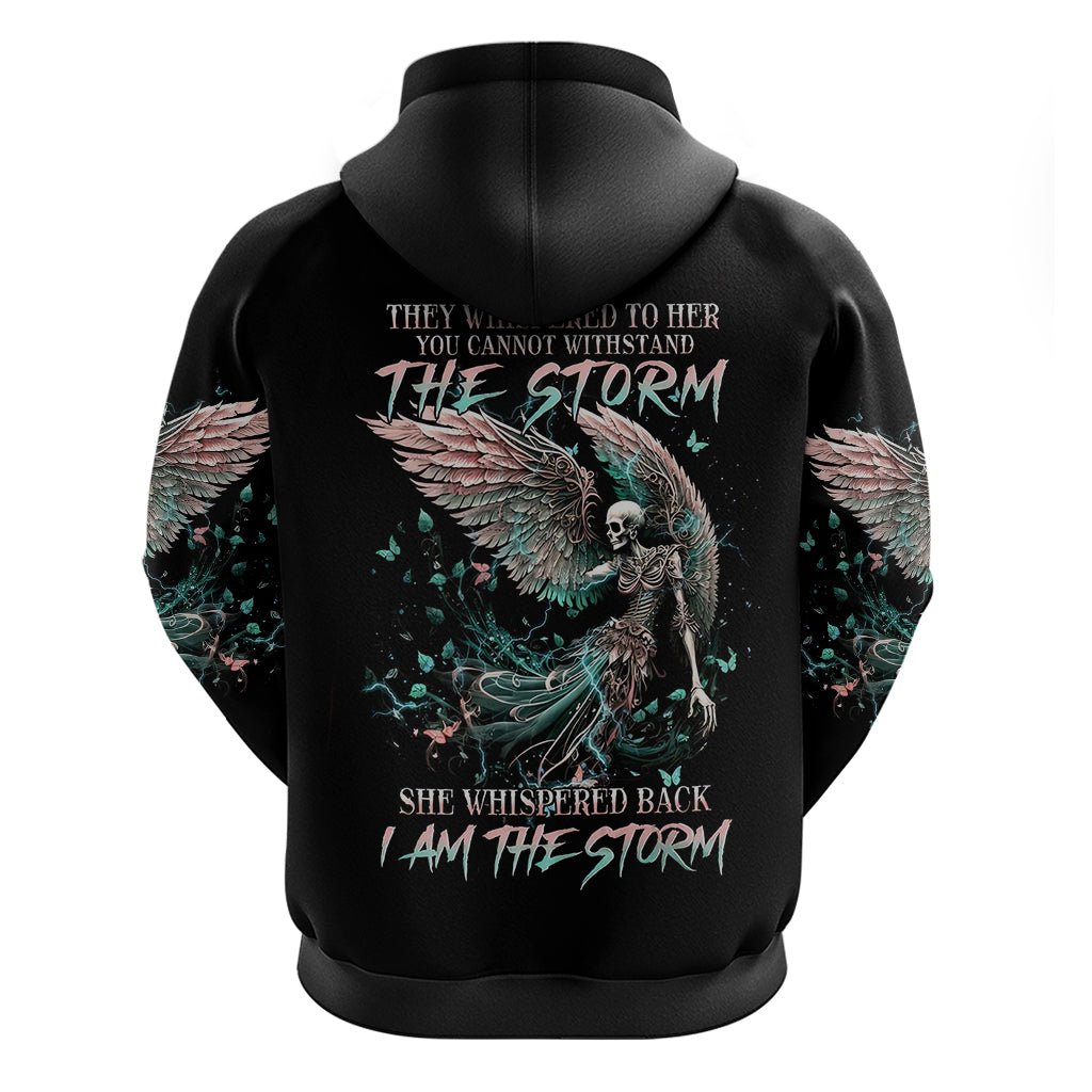Angel Skull Hoodie She Whispered Back Iam The Storm DT01 - The Mazicc - Pullover Hoodie - S - Black